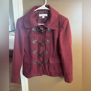 Women's Small Burgundy Toggle Coat